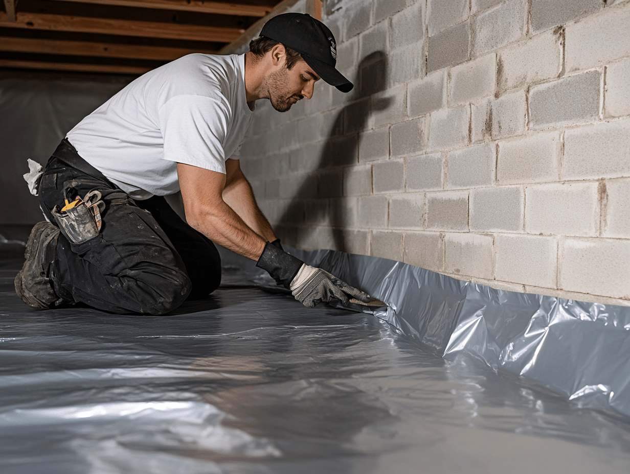 accu dry crawlspace encapsulation in westmont, il a man squatting on the ground