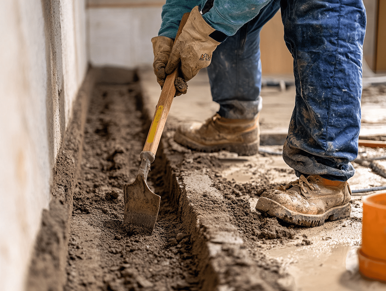 accu dry drain tile systems in westmont, il a man digging a drain system in the dirt
