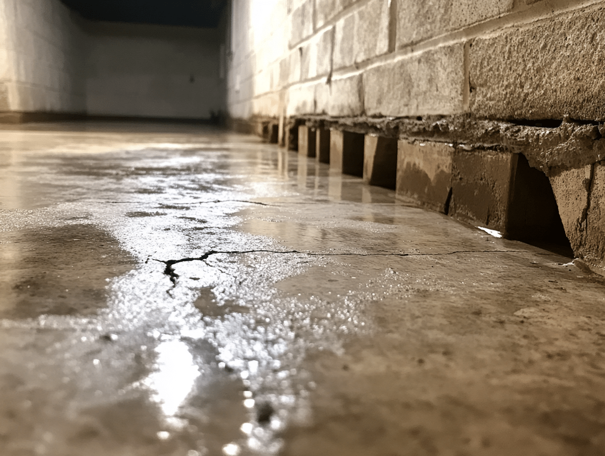 accu dry floor seepage in westmont, il a bird standing on a wet floor