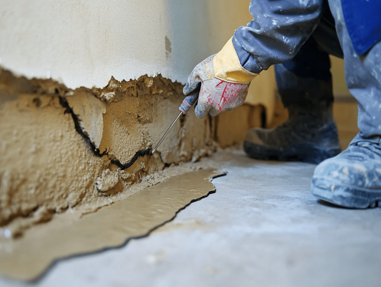 accu dry foundation cracks repair in westmont, il a person using a drill to drill into a hole in a wall