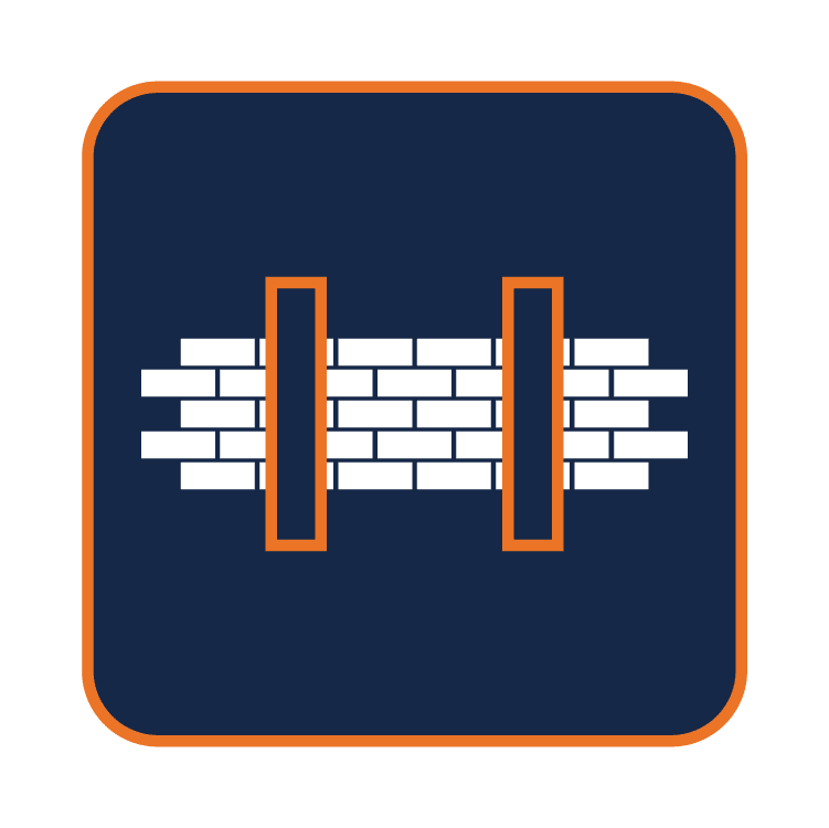 Bowing Basement Walls Icon in brand colors
