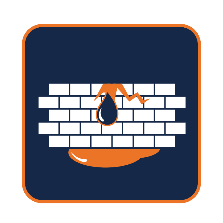 Cinder Block Foundation Wall Seepage Icon in brand colors