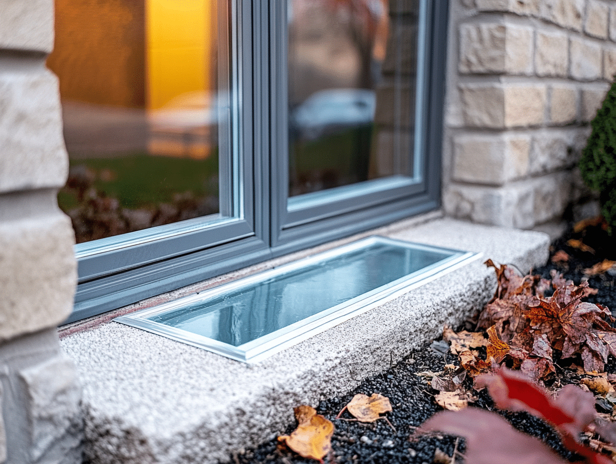 accu dry window well repair in westmont, il a tablet on a window sill