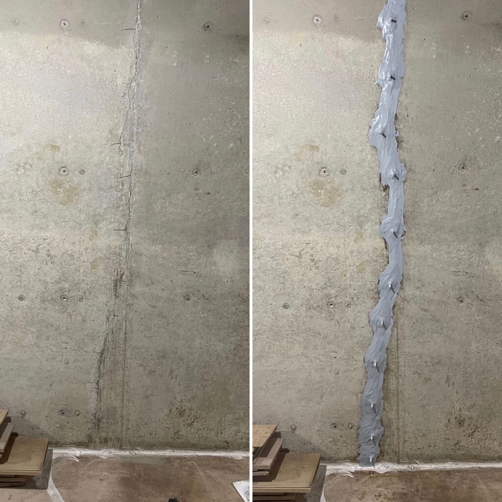 foundation crack repair in basement before after repair results 2